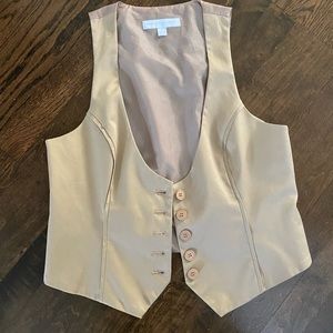 NWOT New York & Company beige cream tan suit vest button up 10